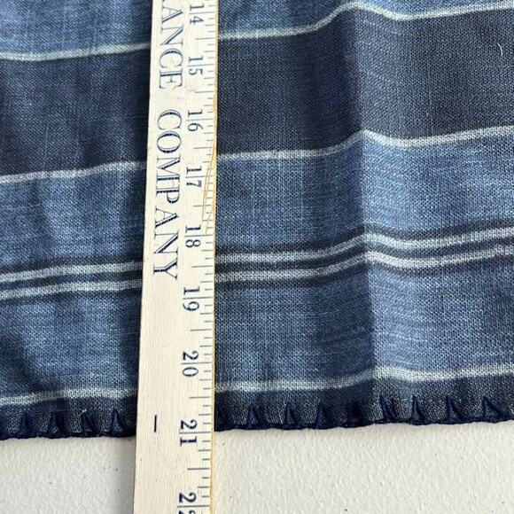 Iza Silva Indigo Blue Stripe Table Napkins Set of 2 Linen Blend 20" x 21" - Picture 5 of 9